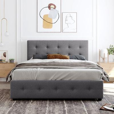 Wildon Home® Grand lit plateforme avec rangement Nyberg in Beds & Mattresses in Québec