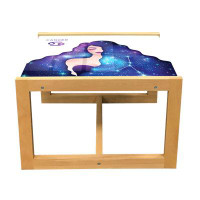 East Urban Home Table basse East Urban Home Celestial, Cancer Zodiac with Long Wavy Galaxy Haired Girl and Constellation