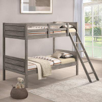 CDecor Home Furnishings Brenton Weathered Taupe Twin Over Twin Bunk Bed With Ladder