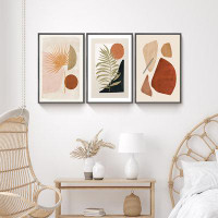 Corrigan Studio Plants And Stones Wall Art - 3 Piece Picture Aluminum Frame Print Set On Canvas, Wall Decor For Living R