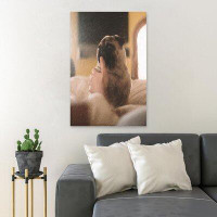 MentionedYou Fawn Pug Sitting On Couch - 1 Piece Rectangle Graphic Art Print On Wrapped Canvas