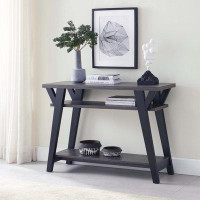 Wenty Console Desk Distressed Grey & Black,Desk With A Layer Apart