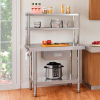 Edrosie Inc 36"×24" Stainless Steel Table with Overshelves and Drawer