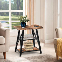 17 Stories Stokesvale Tall End Table with 2 USB Ports, 2 Power Outlets, and 2 Storage Shelves