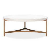Modus Furniture Lyon Round White Concrete And Metal Coffee Table