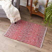 Foundry Select Alexa-Abby Striped Handmade Handwoven Cotton Red Area Rug