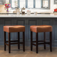 17 Stories 2PC Backless Leather Counter Height Barstool