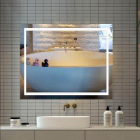 Wrought Studio Miroir de salle de bain / meuble-lavabo moderne et contemporain sans cadre 30 po x 36 po Ayjah