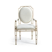 Jonathan Charles Fine Furniture XO Metal Upholstered Back Arm Chair in White