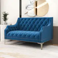 Mercer41 Tiba 55.5'' Upholstered Loveseat with Metal Legs, Sofa with Button Tufted Back for Living Room