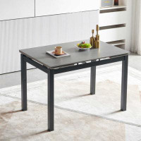 Ivy Bronx Grey Ceramic Modern Rectangular Expandable Dining Room Table For Space-Saving Kitchen Small Space -Table Top
