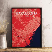 Made in Canada - Wrought Studio Barcelona City Map - Graphic Art Print on Paper