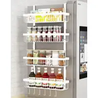 Rebrilliant Spice Rack, Magnetic Spice Rack For Refrigerator, 4 Tier Magnetic Shelf With Super Strong Magnetic, White