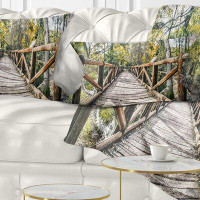 Made in Canada - East Urban Home Sea Wooden Bridge in Forest Lumbar Pillow