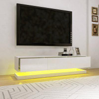 Wrought Studio Sleek High Gloss TV Cabinet with 4 Drawers, 16-Colour RGB LED Light with Bluetooth Control