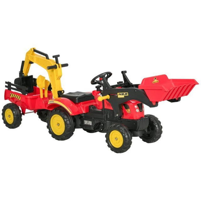 3 IN 1 KIDS RIDE ON EXCAVATOR TOY WITH 6 WHEELS, BULLDOZER WITH CONTROLLABLE CARGO TRAILER &amp; EASY PEDAL CONTROLS in Toys & Games - Image 3