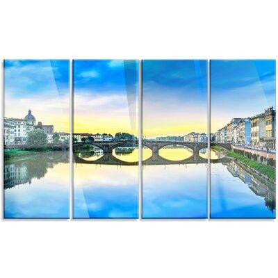 Made in Canada - Design Art 'Carraia Medieval Bridge on Arno River' 4 Piece Photographic Print on Metal Set in Arts & Collectibles
