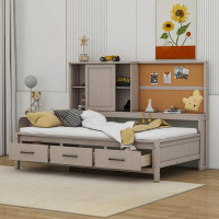 Cosmic Twin Size Lounge Daybed with Shelves, Cork Board, USB Ports and 3 Drawers