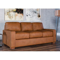 17 Stories Albirdia 86" Genuine Leather Square Arm Sofa