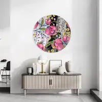 UniQstiQ Pink Poppy Flowers Mirrored Acrylic Circles