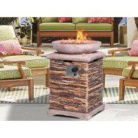 Foundry Select Outdoor Propane Burning Fire Bowl Column, Stonecrest Patio Fire Pit Table 40,000 BTU W Lava Rocks, Waterp