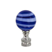 Aspen Creative Corporation Aspen Creative 24009, 1 Pack Black & White Glass Ball Lamp Finial In Nickel Finish, 2" Tall