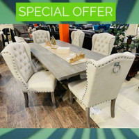 Large Dining Table with Designer Chairs