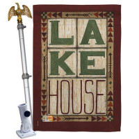 Breeze Decor Lake House - Impressions Decorative Aluminum Pole & Bracket Flag Set HS109057-BO-02