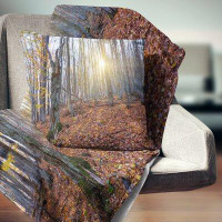 Made in Canada - East Urban Home Forest Setting Sun in Dense Fall Pillow