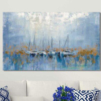 Highland Dunes 'Boats in the Harbour I' Acrylic Painting Print on Canvas