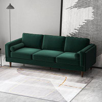 Mercer41 Amber Mid Century Modern Dark Green Luxury Modern Velvet Sofa