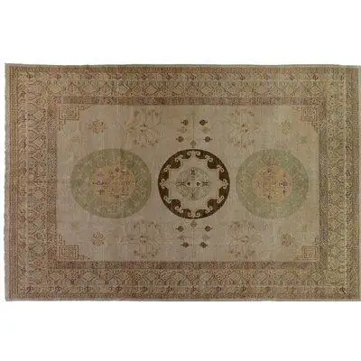 Aga John Oriental Rugs One-of-a-Kind Pakistani Hand-Knotted Tan/Brown 8'9" x 12' Wool Area Rug