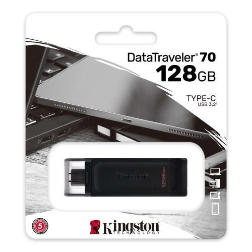 128GB Kingston DataTraveler 70 USB-C (USB 3.2) Flash Drive - Black dans Cartes-mémoires et clés USB - Image 4
