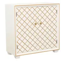 Everly Quinn Ramessu 2-door Accent Cabinet White and Gold
