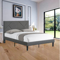 Latitude Run® Latitude Run® Upholstered Platform Bed Frame With Headboard, Sturdy Wood Slat Support, Mattress Base, No B