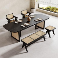 SUPROT Carbonized solid wood rattan dining table