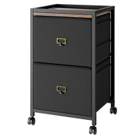 Inbox Zero 2 Drawer File Cabinet, Mobile Filing Cabinet For Home Office Fits A4 Or Letter Size, Fabric Vertical File Cab