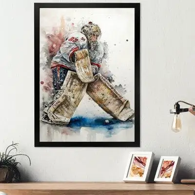 Cette magnifique toile de gardien de but de hockey sur glace est imprimée sur toile avec une encre d...