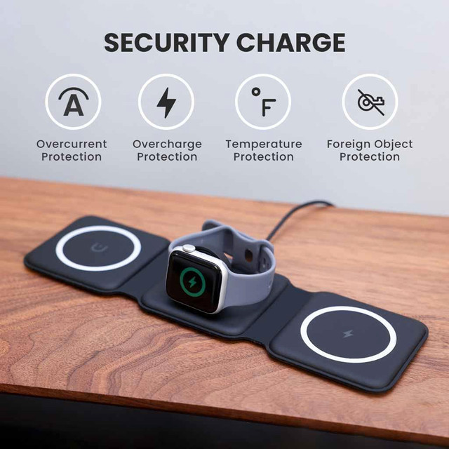 MotionGrey Foldable Magnetic Wireless Charger 3-in-1 for iPhone, AirPods &amp; Apple Watch - White in Other - Image 4