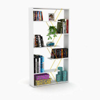 Ebern Designs Wood Frame Etagere Open Back 6 Shelves Bookcase Bookshelf Organizer
