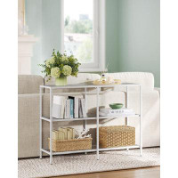 Latitude Run® Console Table With 3 Shelves, Sofa Table, Entryway Table, Metal Frame, Tempered Glass Shelf, Modern Style,