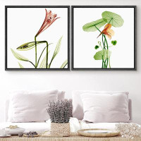 IDEA4WALL IDEA4WALL Framed Wall Art Print Set Blooming Green & Red Lily Closeups Floral Plants Photography Minimalism Gl