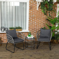 Ebern Designs 3 Pieces Wicker Patio Furniture with Soft Seat and Back Cushions