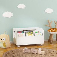 Isabelle & Max™ Wooden Toy Box, Kids Toy Storage Organizer with Front Bookshelf,Boys Girls Toy Chest Bench