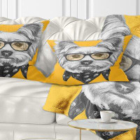 East Urban Home Animal Funny Terrier Dog with Glasses Lumbar Pillow