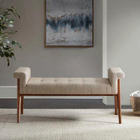 George Oliver Accent Bench with fabric arms and solid wood legs