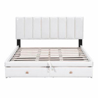 Latitude Run® Upholstered Bed with Hydraulic Storage System and Drawer