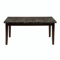 Red Barrel Studio Transitional Dining Table 1pc Espresso Finish Wood Legs Black Marble Top Dining Room Furniture