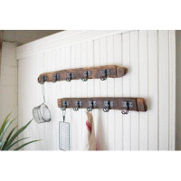 Bay Isle Home™ RECYCLED WOOD COAT RACK WITH FIVE WIRE HOOKS