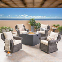 Arlmont & Co. Farheen Outdoor 5 Piece Firepit Set with Cushions